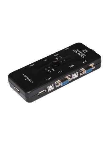 SWITCH KVM MANUALE PER 4 PC USB/VGA CON 1 MOUSE, 1 TASTIERA USB E 1 MONITOR VGA CON CAVI INCLUSI