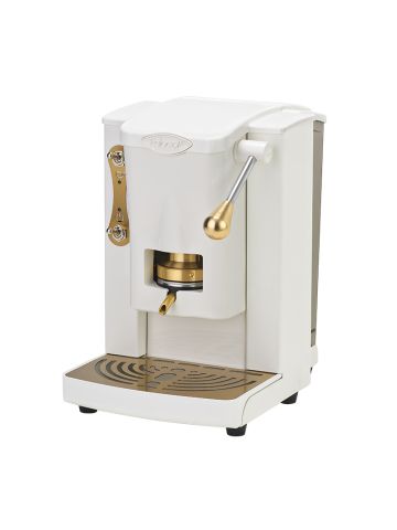 FABER PICCOLA SLOT BRASS EDITION - MACCHINA PER CAFFE'' CON PRESSACIALDA IN OTTONE - TELAIO IN METALLO CON ELEMENTI DORATI BIANCO E FRONTALE IN POLICARBONATO BIANCO