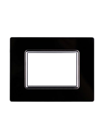 ETTROIT PLACCA IN VETRO 3 MODULI - SERIE SPACE - NERO (LN84302) Compatibile BTicino Living