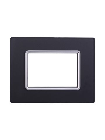 ETTROIT PLACCA IN VETRO 3 MODULI - SERIE SPACE - ACCIAIO SCURO (LN84310) Compatibile BTicino Living