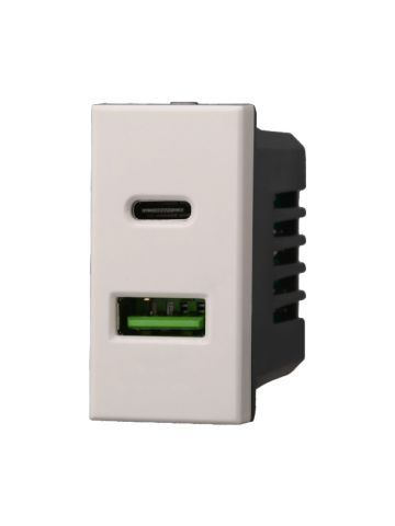 ETTROIT PRESA USB 2 IN 1 (USB-A + USB-C) - SERIE MOON - BIANCO (AB3002) Compatibile ABB Axolute