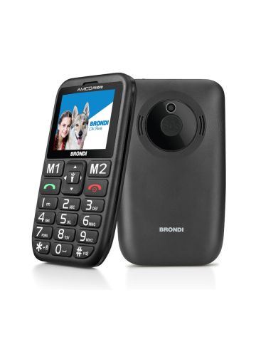 BRONDI AMICO STILOSO (NERO) - TELEFONO CELLULARE PER ANZIANI - TASTO SOS - TORCIA - CONTROLLO REMOTO - ANNUNCIO VOCALE - FOTOCAMERA