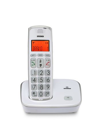 BRONDI BRAVO GOLD 2 (BIANCO) - TELEFONO CORDLESS SINGOLO - TASTI GRANDI - AUDIO AMPLIFICATO - VIVAVOCE