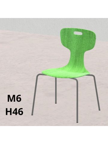 SEDIA GIGLIO Wood verde H 46cm, scocca legno, gambe grigie SD.FLEXW.4GF.M6GC.VC