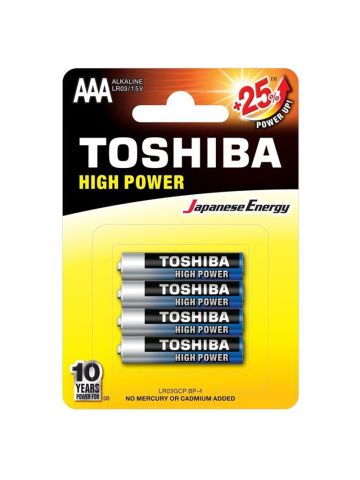 TOSHIBA LR03GCP BP-4 - BLISTER 4 BATTERIE MINISTILO ALKALINE HIGH POWER - CONF. 12 PZ