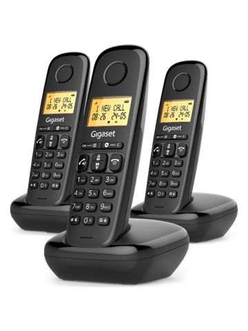 GIGASET START 100 TRIO (NERO) - TELEFONO CORDLESS TRIPLO - VIVAVOCE - FUNZIONE SVEGLIA