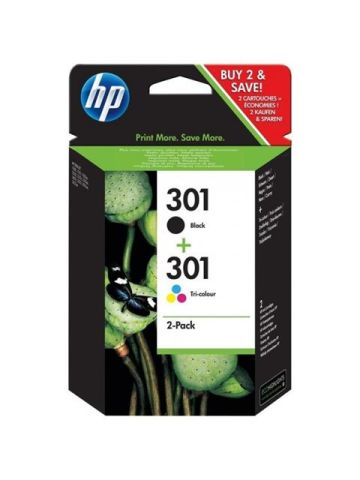 HP 301 2-PACK (N9J72AE) - BLACK + TRI-COLOR - CARTUCCIA ORIGINALE