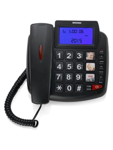 BRONDI BRAVO 90 LCD (NERO) - TELEFONO CORDED - TASTI GRANDI - VIVAVOCE - DISPLAY - AUDIO BOOST - COMPATIBILE CON APPARECCHI ACUSTICI