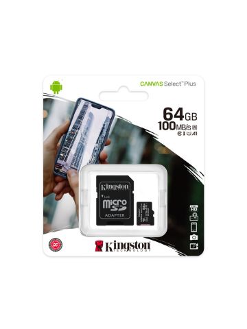 KINGSTON CANVAS SELECT PLUS 64GB (SDCS2/64GB) - MICRO SD 64GB + ADATTATORE SD